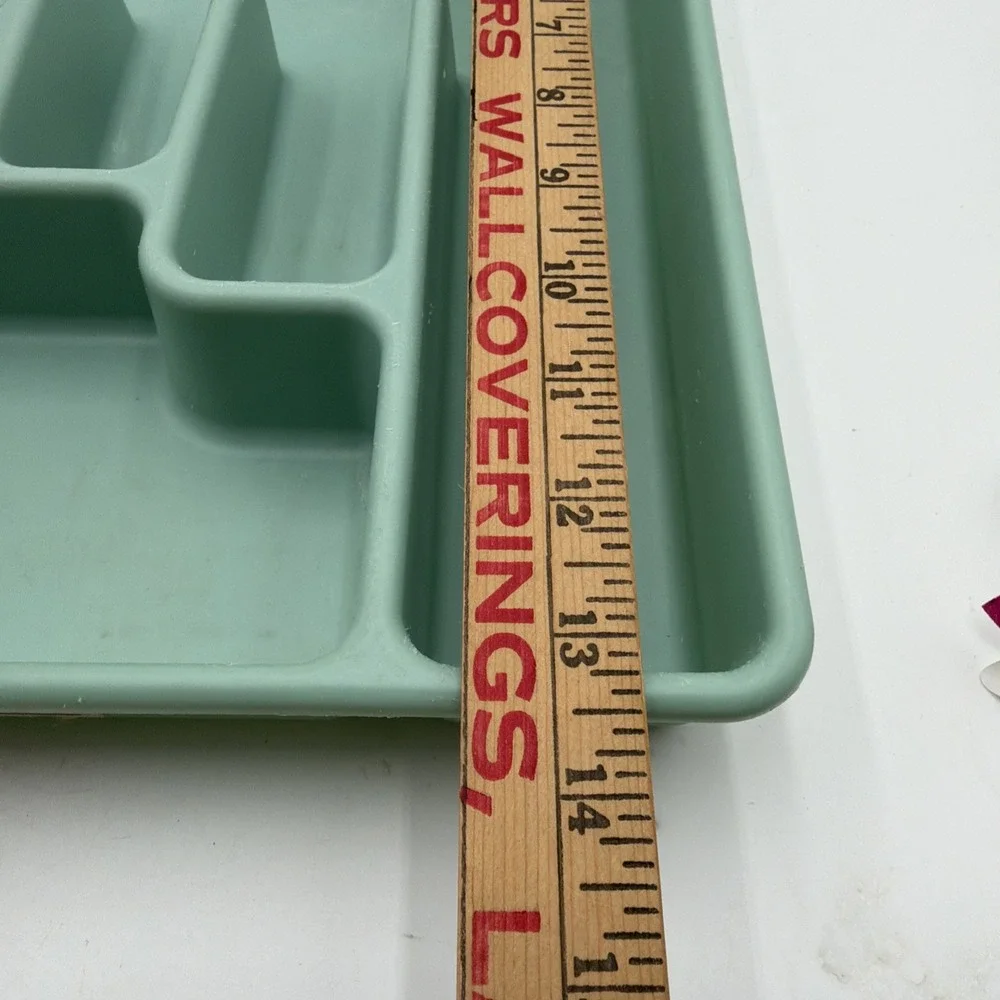 Vintage 90s Rubbermaid Large Cutlery Tray Flatware Drawer Organizer Sage Green